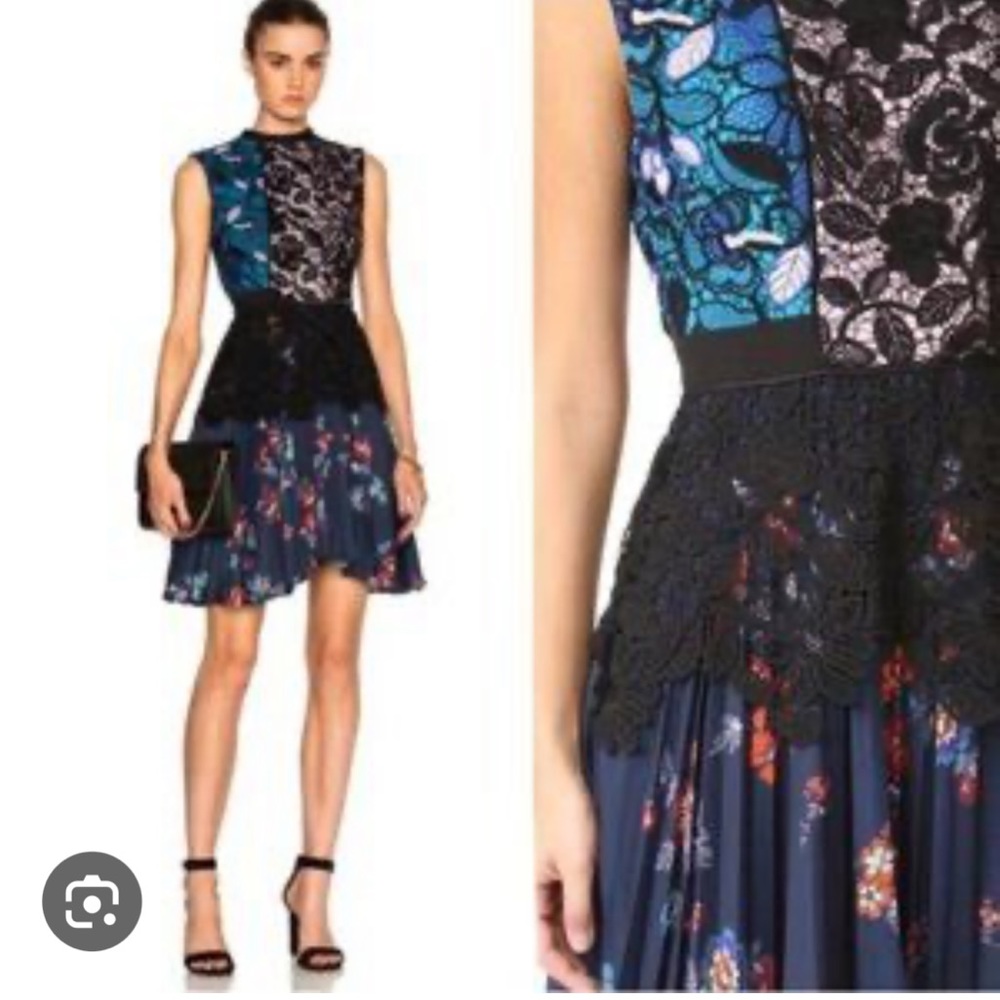 Self-Portrait Nina pleated skirt lace mini dress, size US 8 - Picture 2 of 13